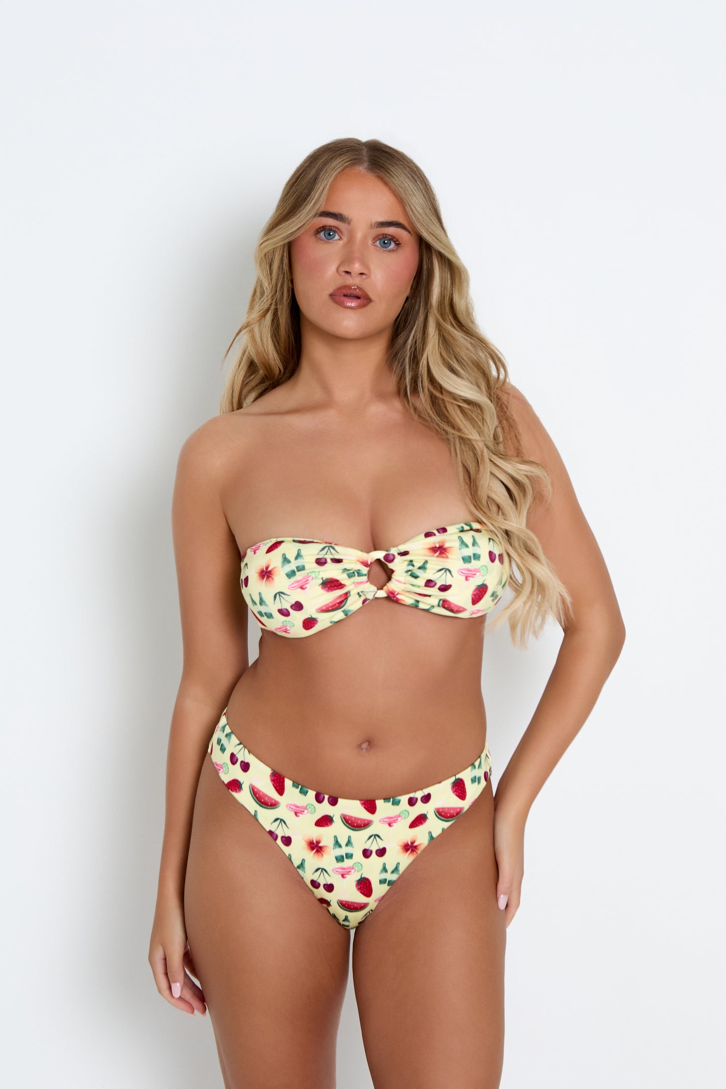 Berries and cream bandeau bikini cream