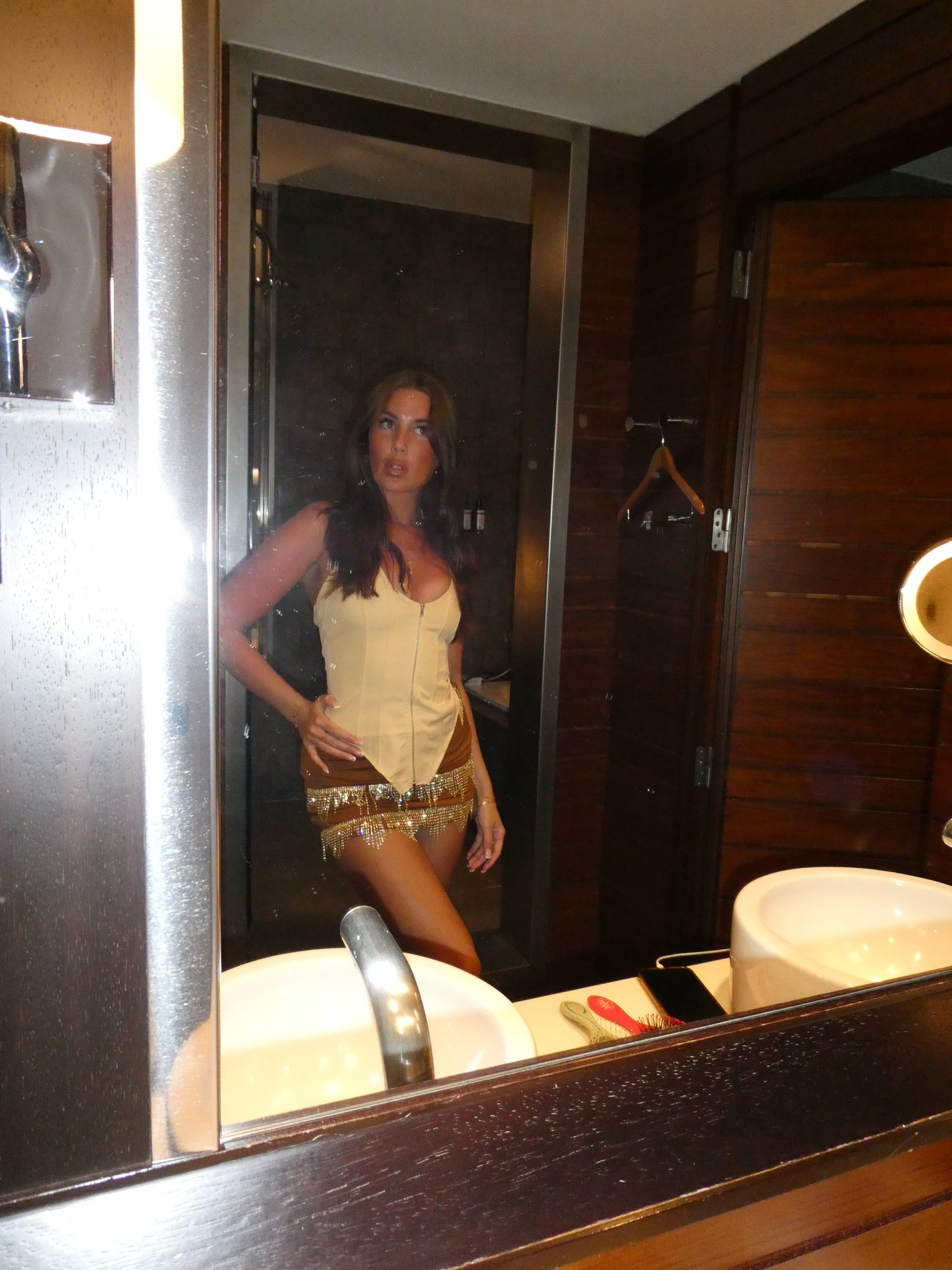 Annie rhinestone skirt in brown