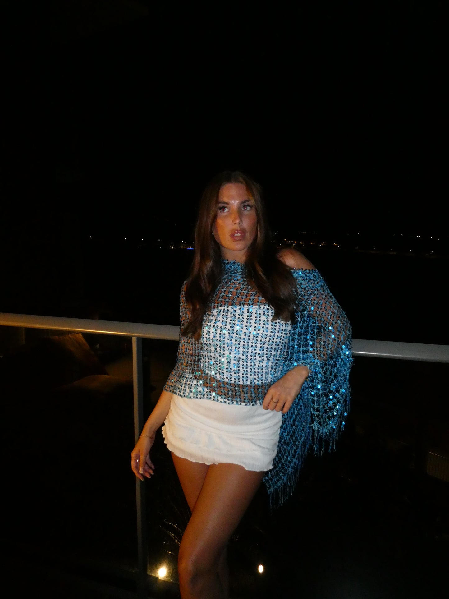 Sequin cowl neck yellow beaded dress