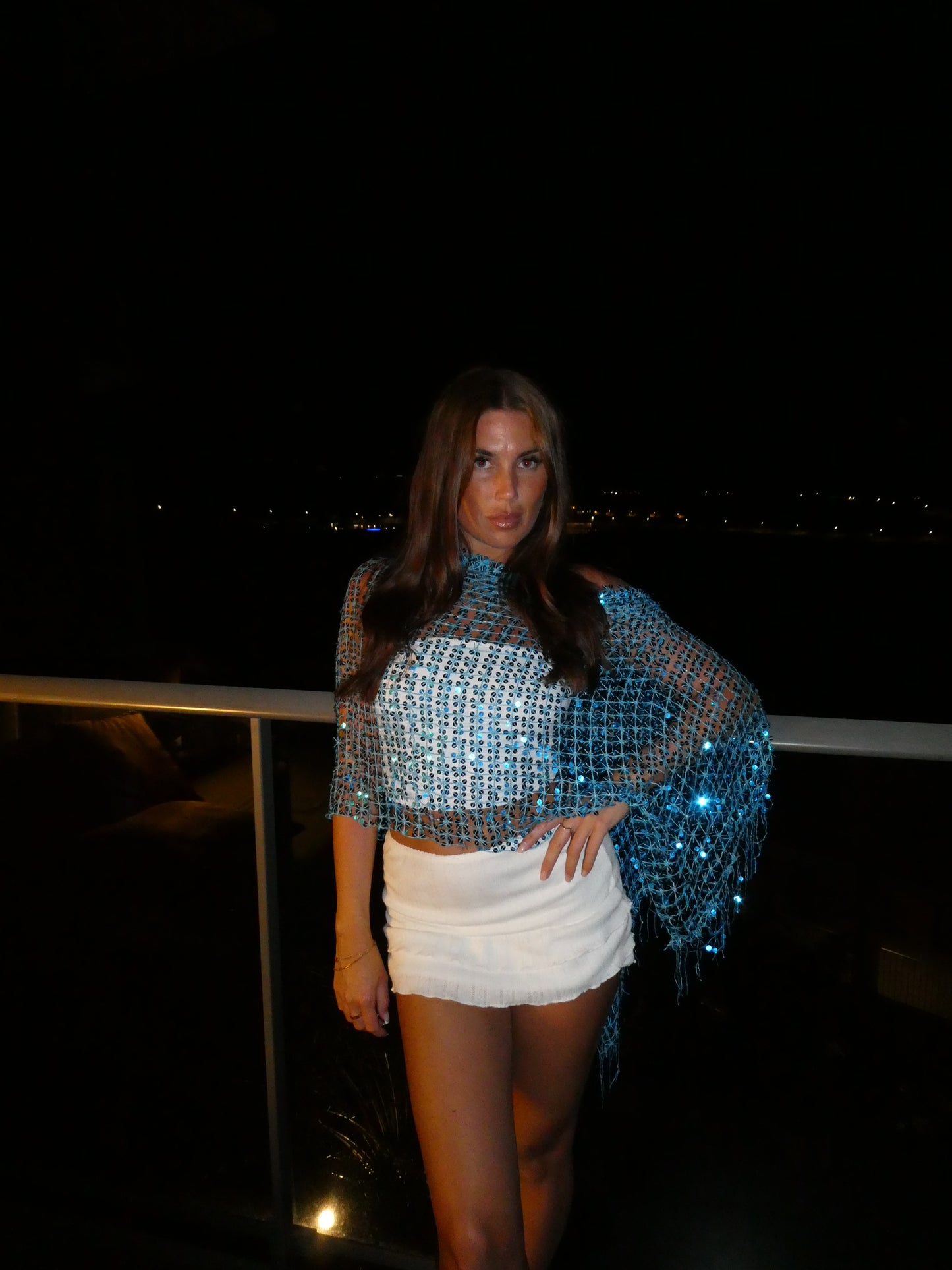 Sequin cowl neck yellow beaded dress