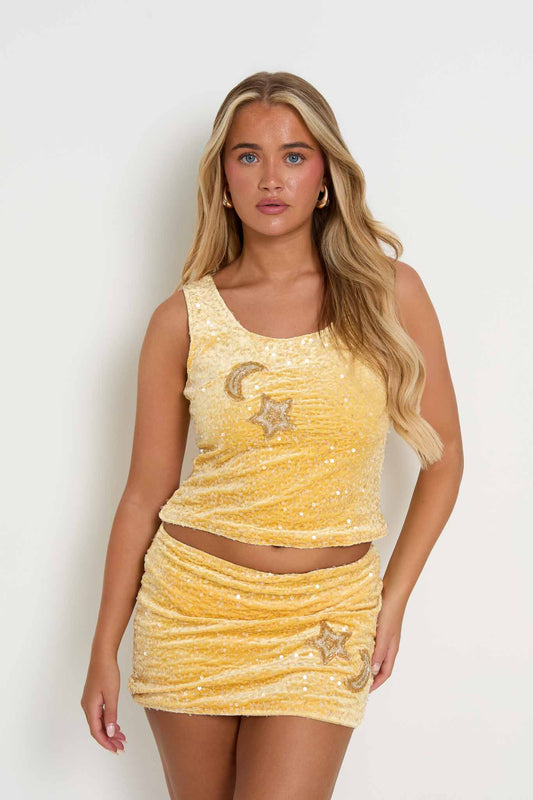 Sunnie yellow sequin set