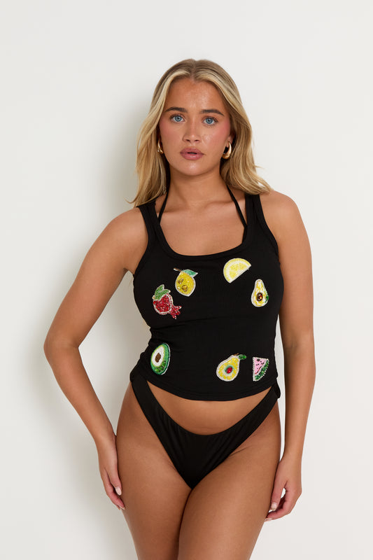 Fruits vest in black