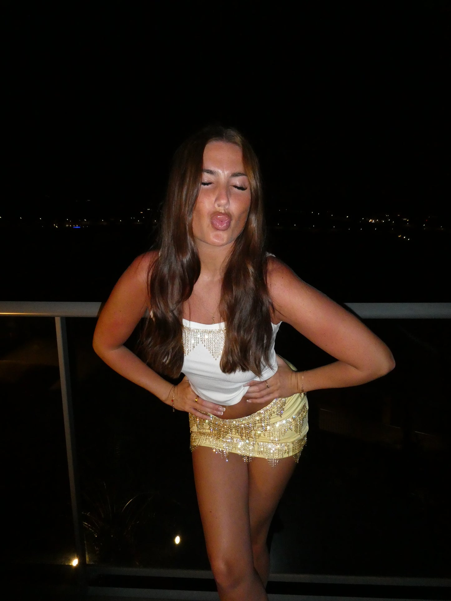 Annie rhinestone vest top white