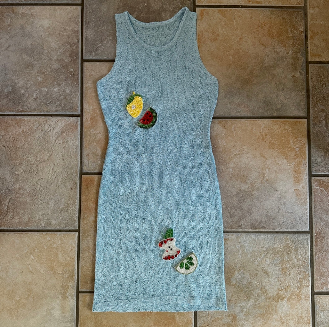 Mini blue sparkly fruits dress