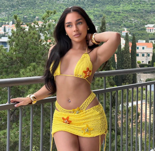 Yellow crochet stars 3 piece set