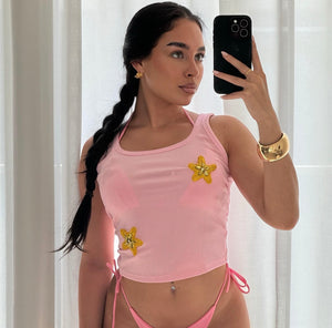 Pink and yellow stars tank