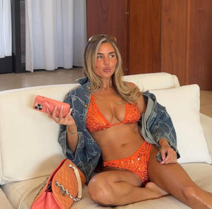 Orange sequin bikini