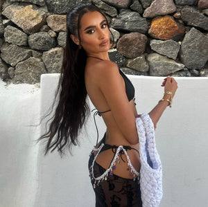 Black bead bikini bottoms