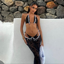 Load image into Gallery viewer, Black bead bikini bottoms