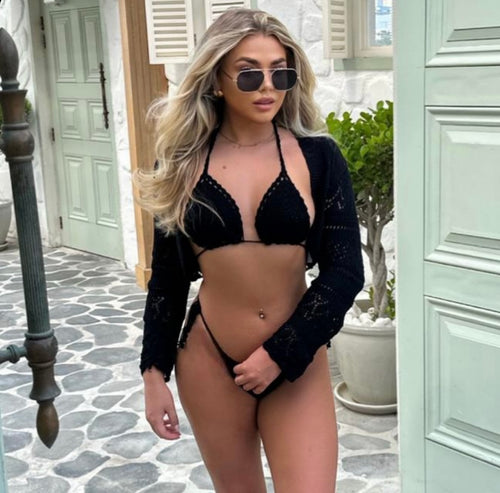 Black crochet cardigan