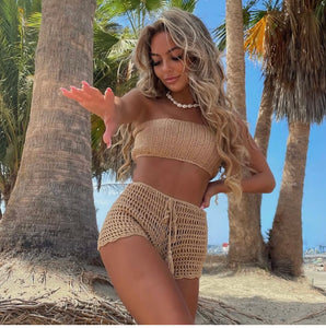 Crochet brown shorts