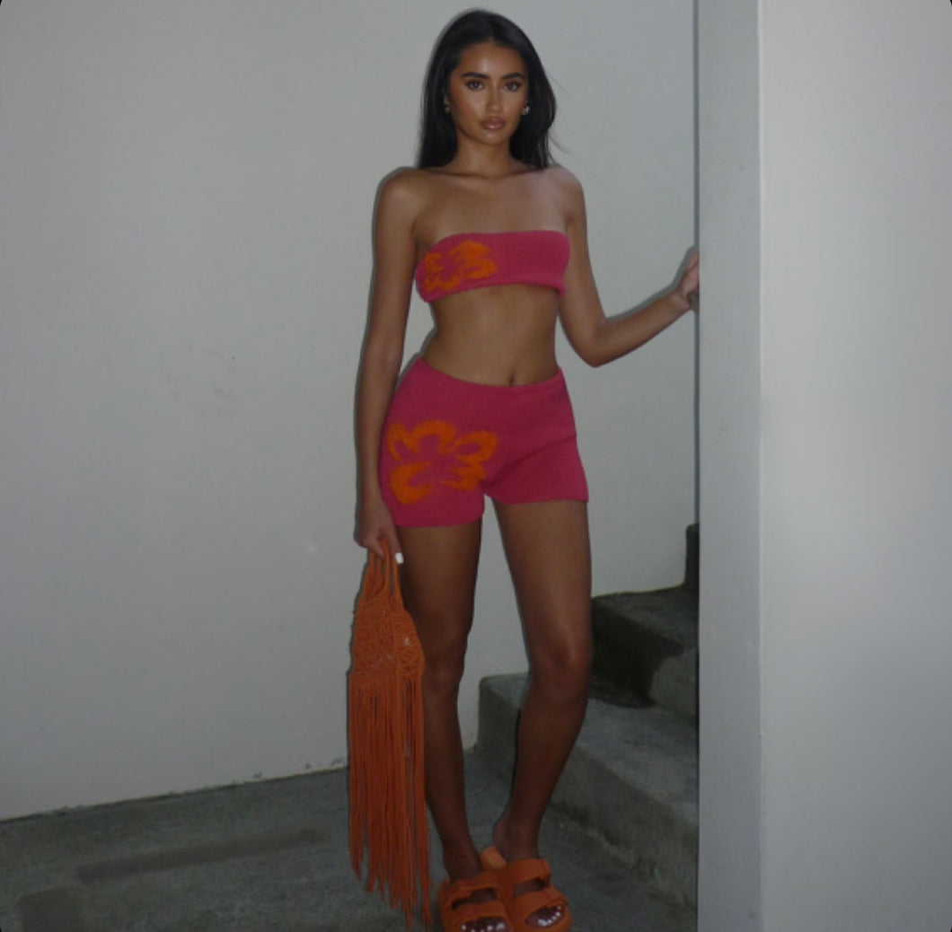 Pink & orange crochet set