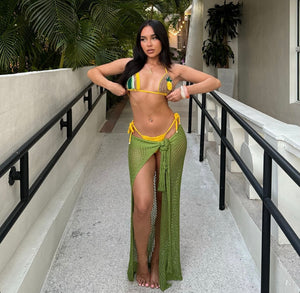 Yellow & green crochet pineapple bikini
