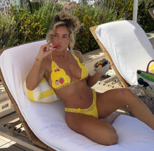 Load image into Gallery viewer, As seen on Jas - yellow fruit crochet bikini